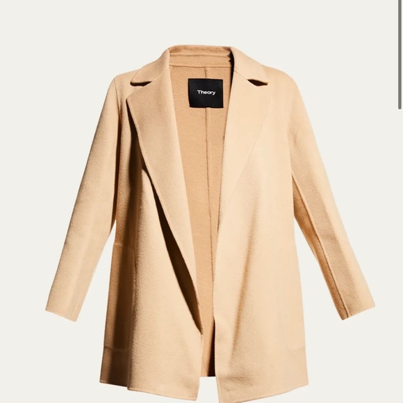 Theory Palomino Chevron wool-blend single- breasted coat size Large. - Picture 2 of 7